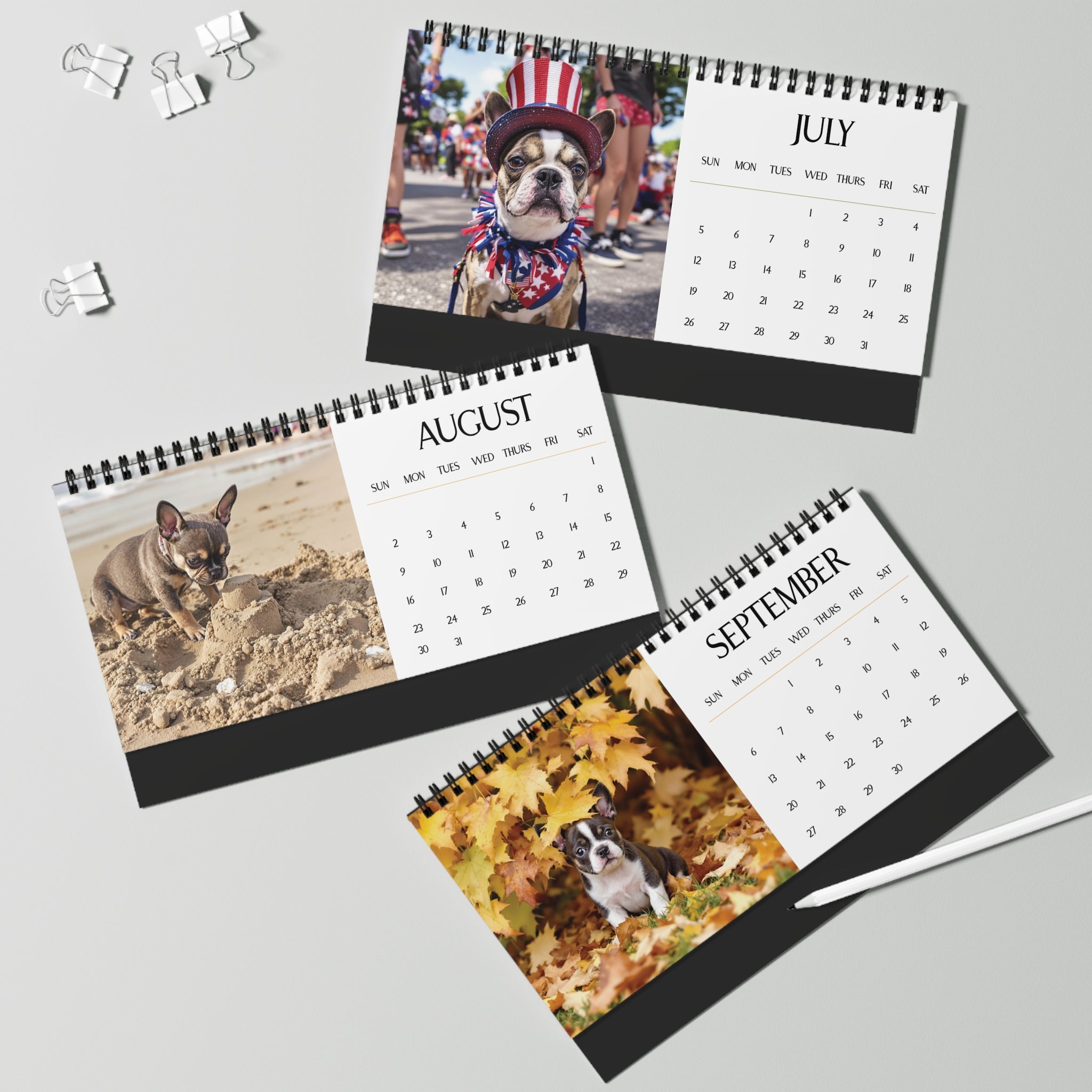 Darling Frenchie Puppy 2026 Desk Calendar Cute Puppy Desktop Calendar Dog Lover Gift Pet Desk Decor Cute Animal Desk Accessory Birthday Gift for Dog Mom