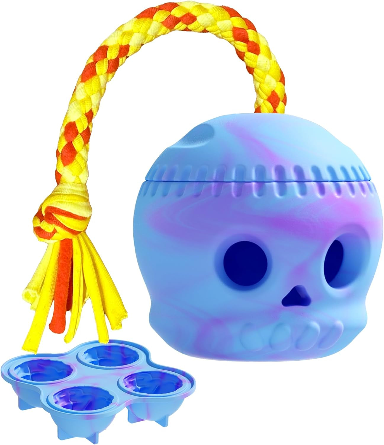 Dog Toy with Rope and Mold to Frozen Treat, Natural Rubber, Safe and Indestructible Dog Chew Toy, Interactive Dog Toy Keeps Dog Busy, Easy to Clean Dog Ball as Slow Feeder and Food Dispensing