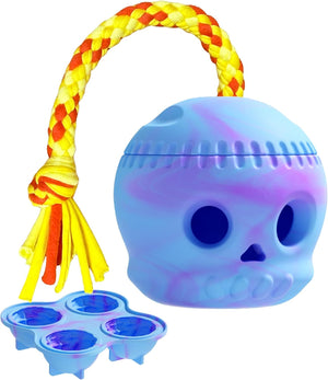 Dog Toy with Rope and Mold to Frozen Treat, Natural Rubber, Safe and Indestructible Dog Chew Toy, Interactive Dog Toy Keeps Dog Busy, Easy to Clean Dog Ball as Slow Feeder and Food Dispensing