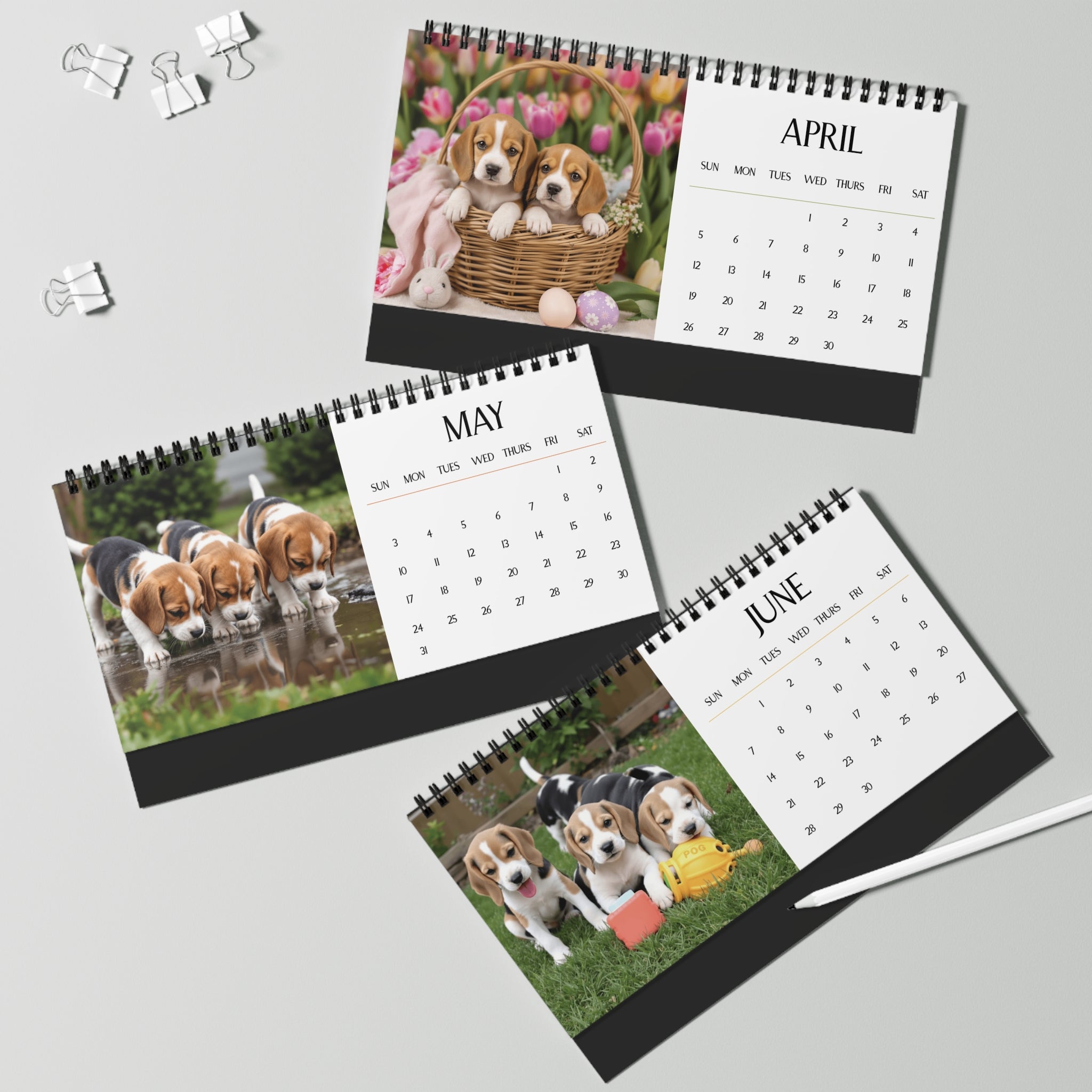 2026 Monthly Desktop Beagle Puppy Calendar Floppy Ears & Sweet Eyes Desktop Calendar Dog Lover Gift Beagle Mom Present Cute Pet Desk Accessory