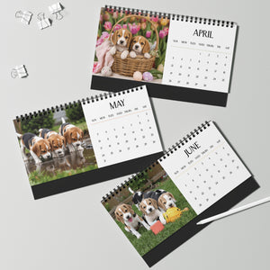 2026 Monthly Desktop Beagle Puppy Calendar Floppy Ears & Sweet Eyes Desktop Calendar Dog Lover Gift Beagle Mom Present Cute Pet Desk Accessory