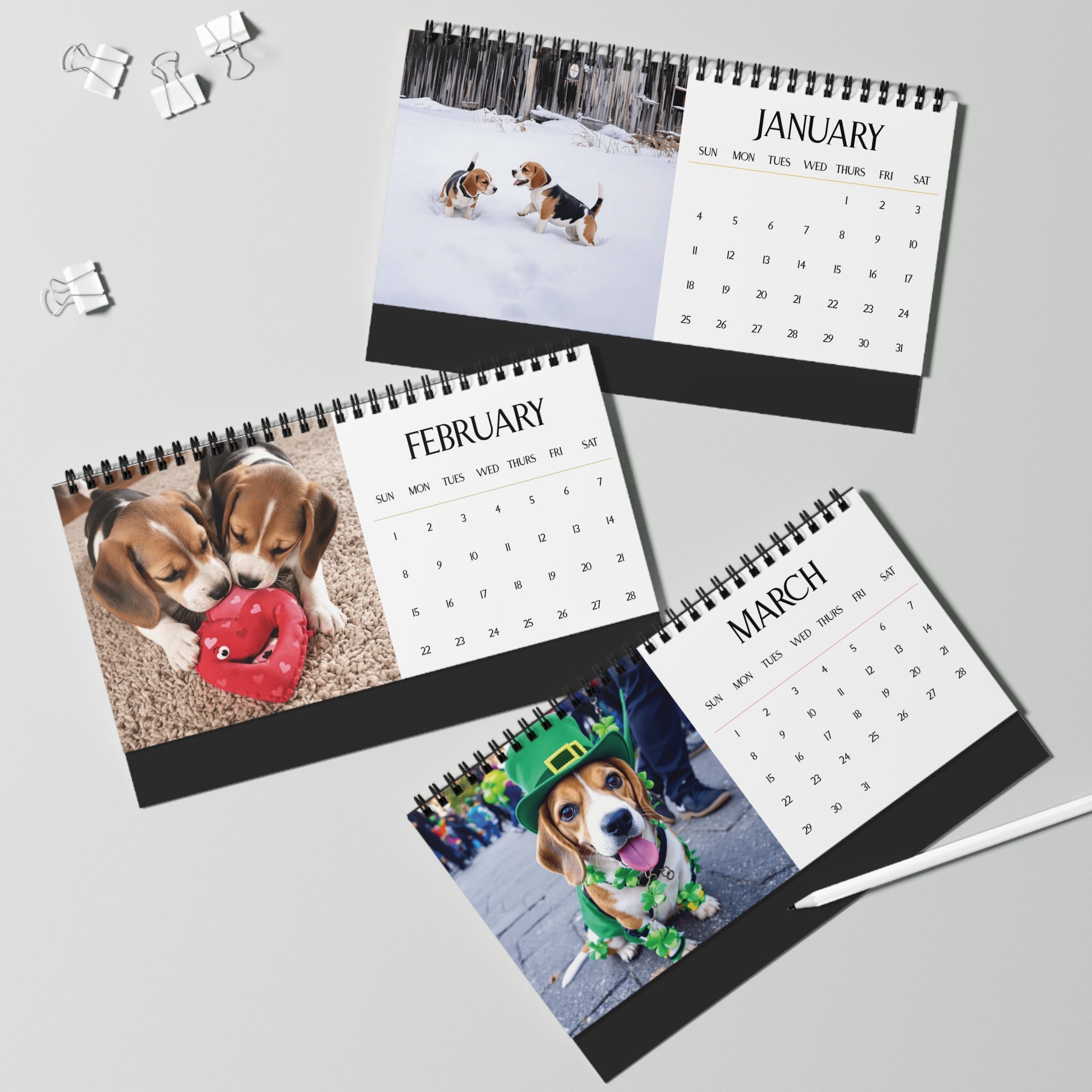 2026 Monthly Desktop Beagle Puppy Calendar Floppy Ears & Sweet Eyes Desktop Calendar Dog Lover Gift Beagle Mom Present Cute Pet Desk Accessory
