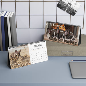 Darling Frenchie Puppy 2026 Desk Calendar Cute Puppy Desktop Calendar Dog Lover Gift Pet Desk Decor Cute Animal Desk Accessory Birthday Gift for Dog Mom