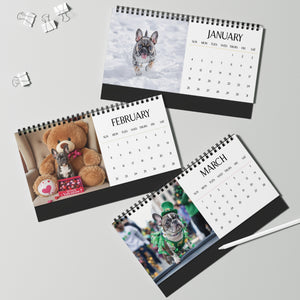 Darling Frenchie Puppy 2026 Desk Calendar Cute Puppy Desktop Calendar Dog Lover Gift Pet Desk Decor Cute Animal Desk Accessory Birthday Gift for Dog Mom