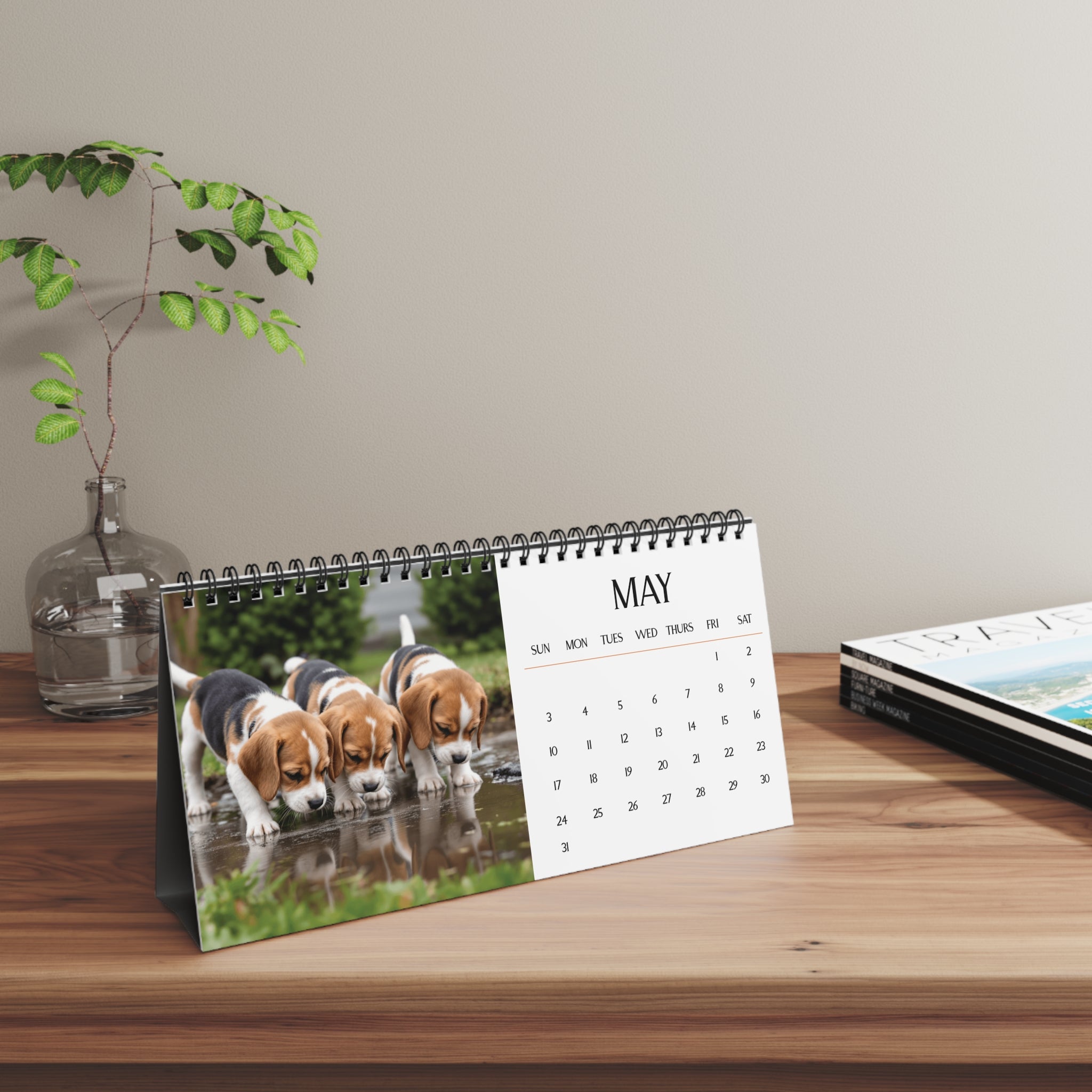 2026 Monthly Desktop Beagle Puppy Calendar Floppy Ears & Sweet Eyes Desktop Calendar Dog Lover Gift Beagle Mom Present Cute Pet Desk Accessory