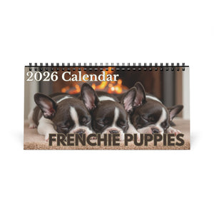 Darling Frenchie Puppy 2026 Desk Calendar Cute Puppy Desktop Calendar Dog Lover Gift Pet Desk Decor Cute Animal Desk Accessory Birthday Gift for Dog Mom
