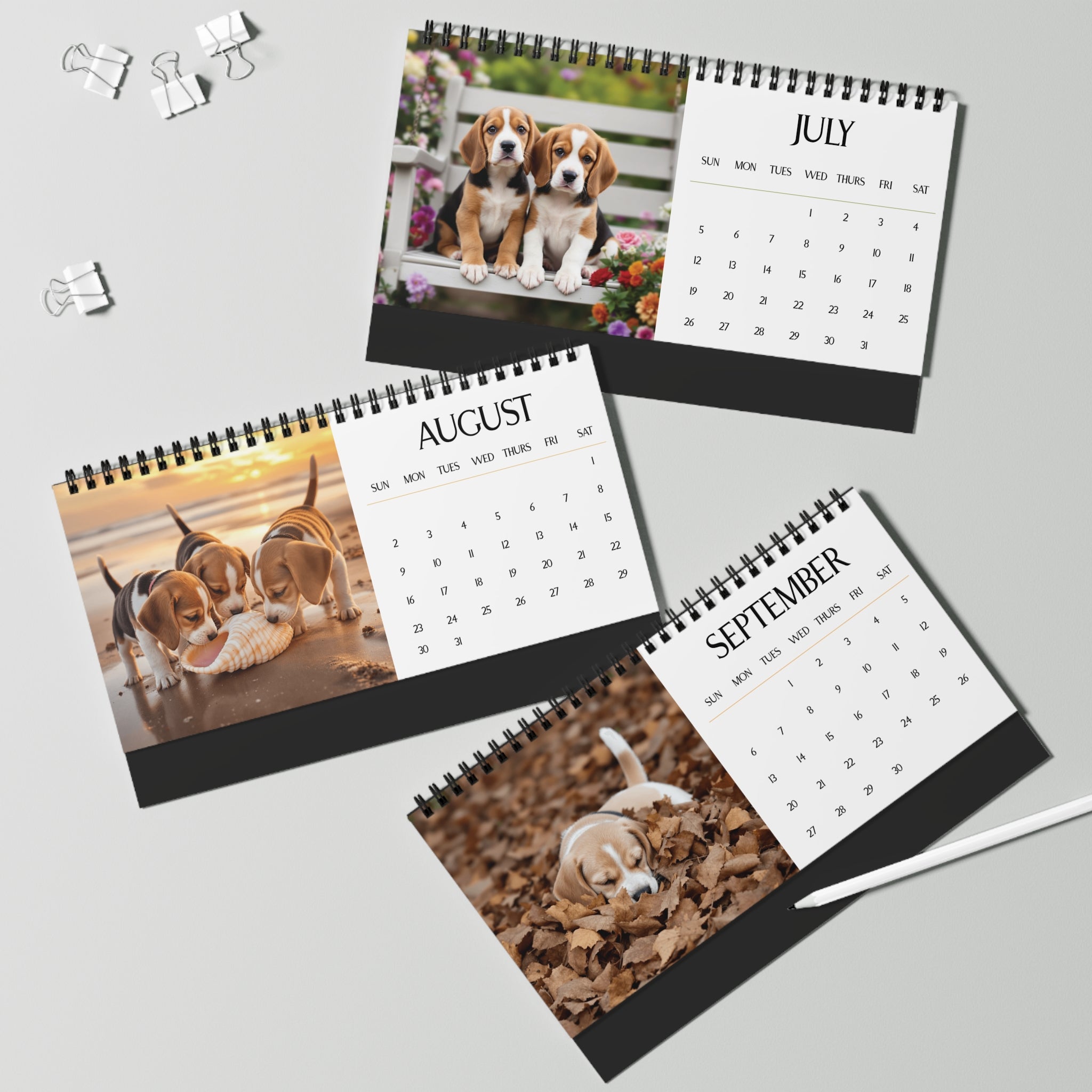 2026 Monthly Desktop Beagle Puppy Calendar Floppy Ears & Sweet Eyes Desktop Calendar Dog Lover Gift Beagle Mom Present Cute Pet Desk Accessory