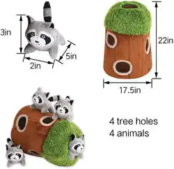 Hide and Seek Dog Toy | Forest Animals in Plush Tree Trunk