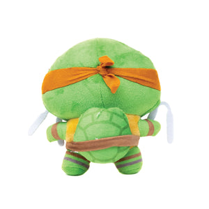 TMNT Michelangelo Squeaker Plush Dog Toy - Teenage Mutant Ninja Turtles Michelangelo Full Body Nunchucks Pose Orange