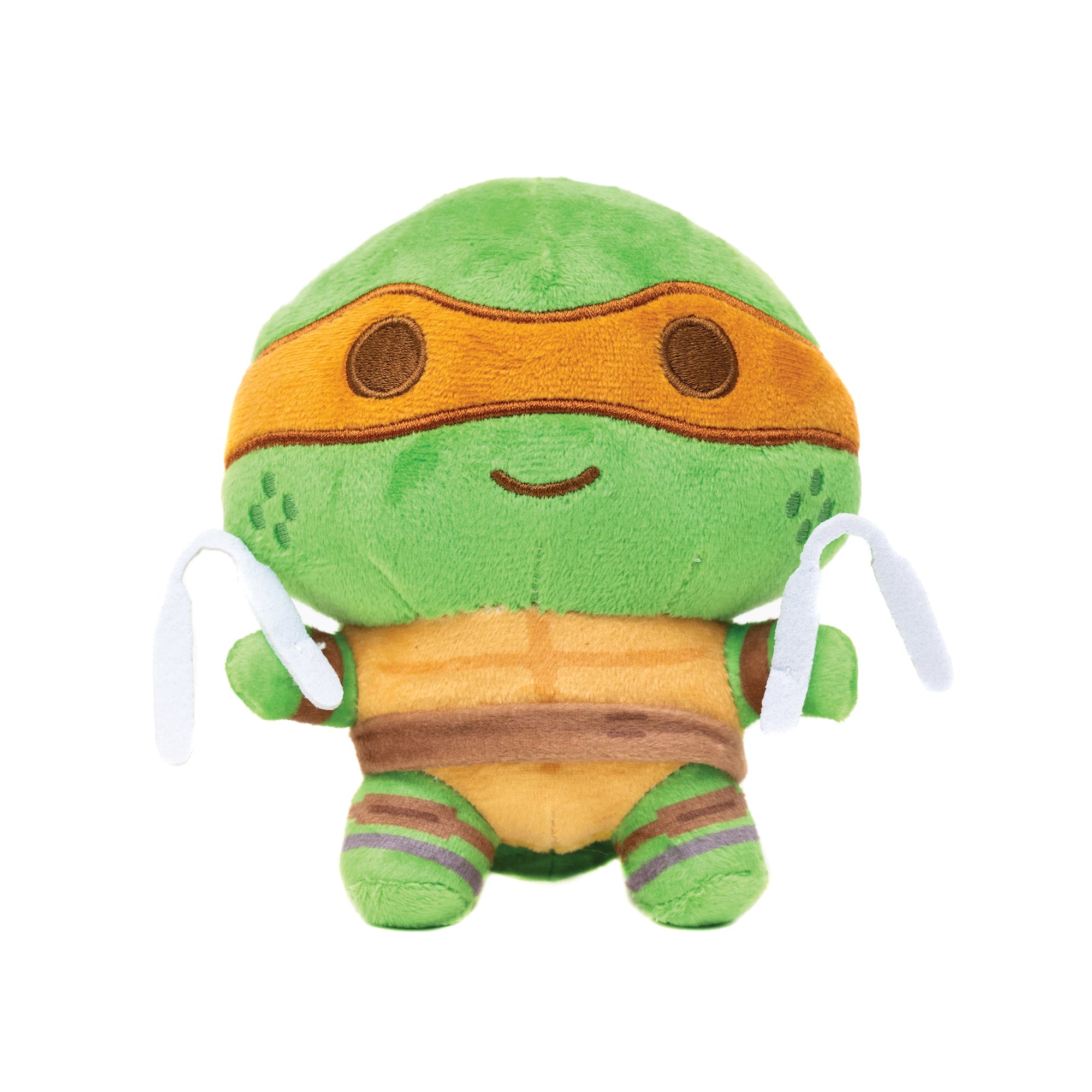 TMNT Michelangelo Squeaker Plush Dog Toy - Teenage Mutant Ninja Turtles Michelangelo Full Body Nunchucks Pose Orange