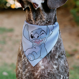 Disney's Stitch Pet Bandana - Lilo & Stitch Stitch Winking Pose and Polka Dots White/Blue