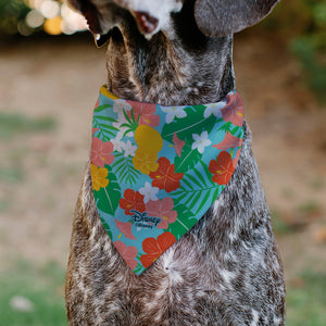 Disney Lilo & Stitch Hang Loose Pet Bandana - Lilo & Stitch Stitch Hang Loose Pose Floral Collage Blue