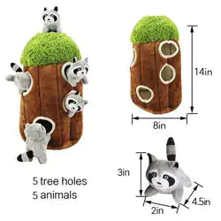 Hide and Seek Dog Toy | Forest Animals in Plush Tree Trunk
