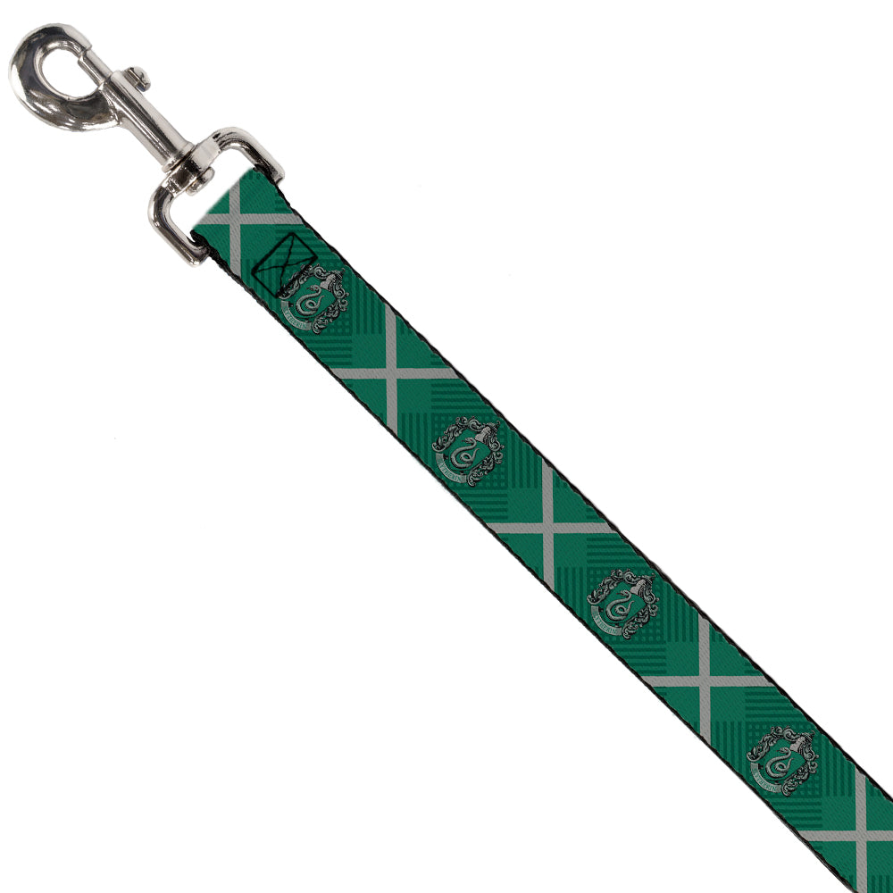 Dog Leash - Harry Potter Slytherin Crest Plaid Greens/Gray