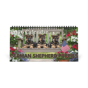 German Shepherd Puppy Love Calendar 2026 Monthly Desk Calendar Cute Dog Gift Shepherd Lover Dog Calendar Puppy Desk Decor