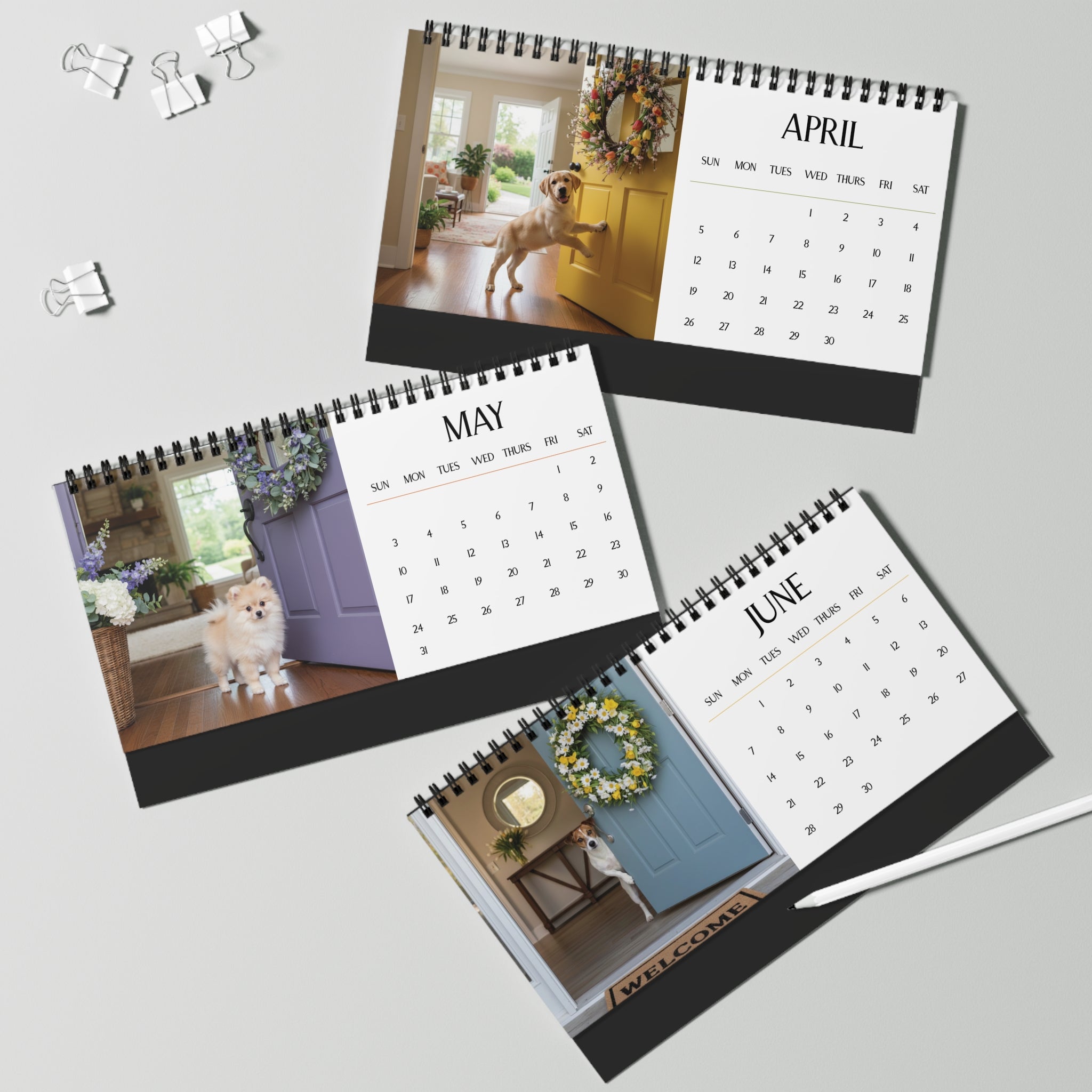 2026 Dog Lover Desktop Calendar - 12 Breeds Greeting You Monthly - 10x5" Tent Easel Spiral Calendar Gift for Dog Moms
