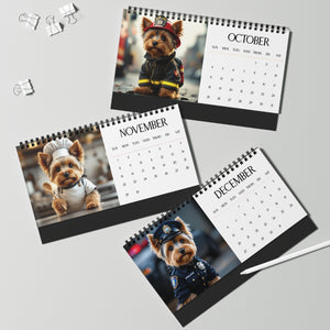 2026 Yorkie Boss Small But In Charge Desk Calendar Cute Puppy Desktop Calendar Dog Lover Gift Pet Desk Decor Cute Animal Desk Accessory Birthday Gift for Dog Mom