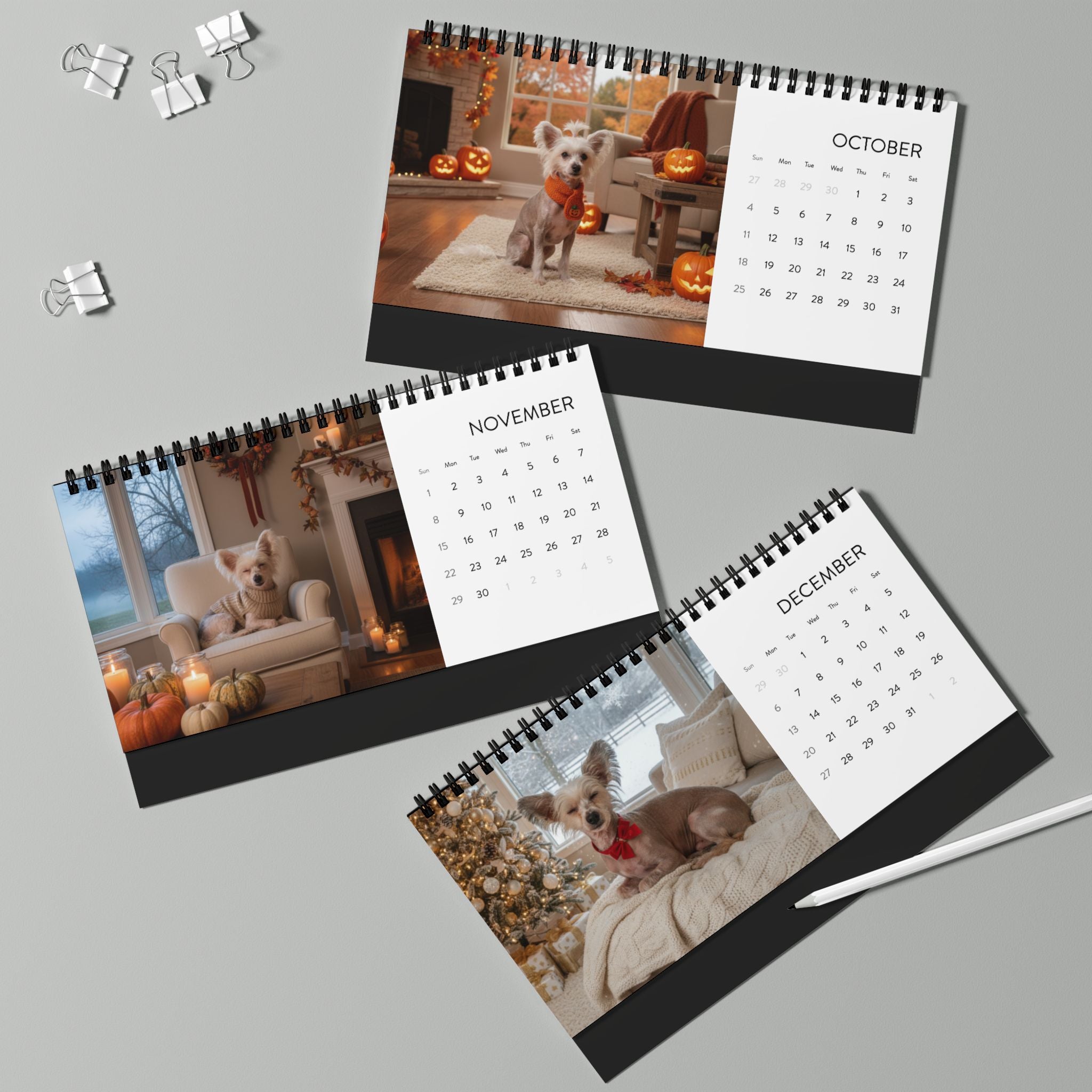 Bare Beauty Chinese Crested Calendar 2026 Hairless Dog Desk Calendar Dog Lover Gift Desktop Calendar Dog Mom Gift Stocking Stuffer