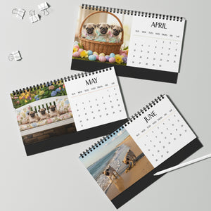Pug Puppy Desktop Calendar 12 Months of Puggle Puppy Love Gift Dog Lover Calendar Monthly Puggles Calendar Stocking Stuffer
