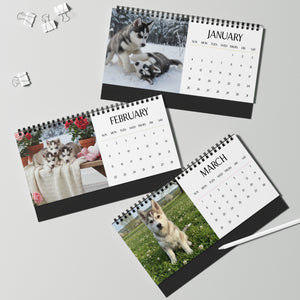 Husky Puppy Desktop Calendar 12 Months of Husky Love Siberian Husky Gift Dog Lover Calendar Monthly Husky Calendar Stocking Stuffer