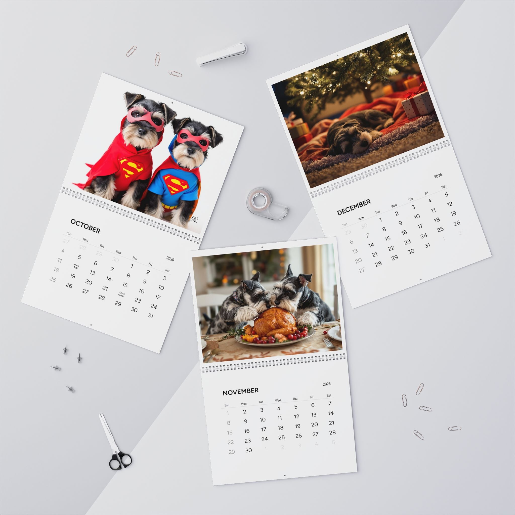 2026 Mini Schnauzer Moments Wall Calendar – 11"x8.5" and 14”x11” Full Size Seasonal Dog Photography