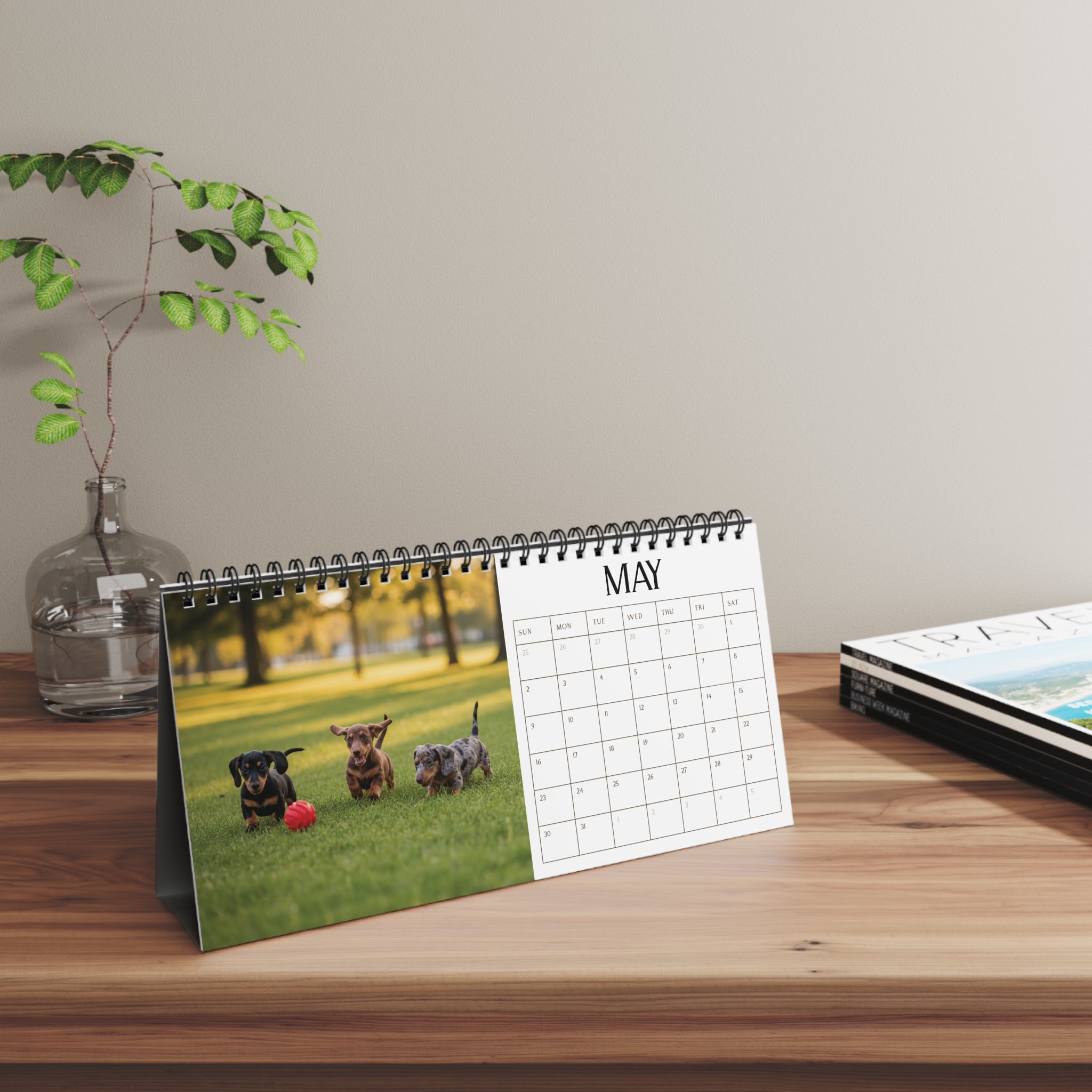 Doxie Desk Calendar Office Decor Dog Lover Gift Idea Secret Santa Present 2027 Monthly Planner Puppy Photography Cute Doxie Tent Calendar