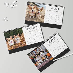 Custom Puppy Desktop Calendar Pick Your Dog Breed & Start Month Cute Desk Calendar Gift for Dog Lovers Birthday Gift Funny