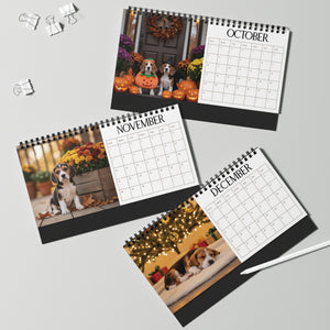 Beagle Desk Calendar Office Decor Dog Lover Gift Idea Secret Santa Present 2027 Monthly Planner Puppy Photography Cute Beagle Tent Calendar