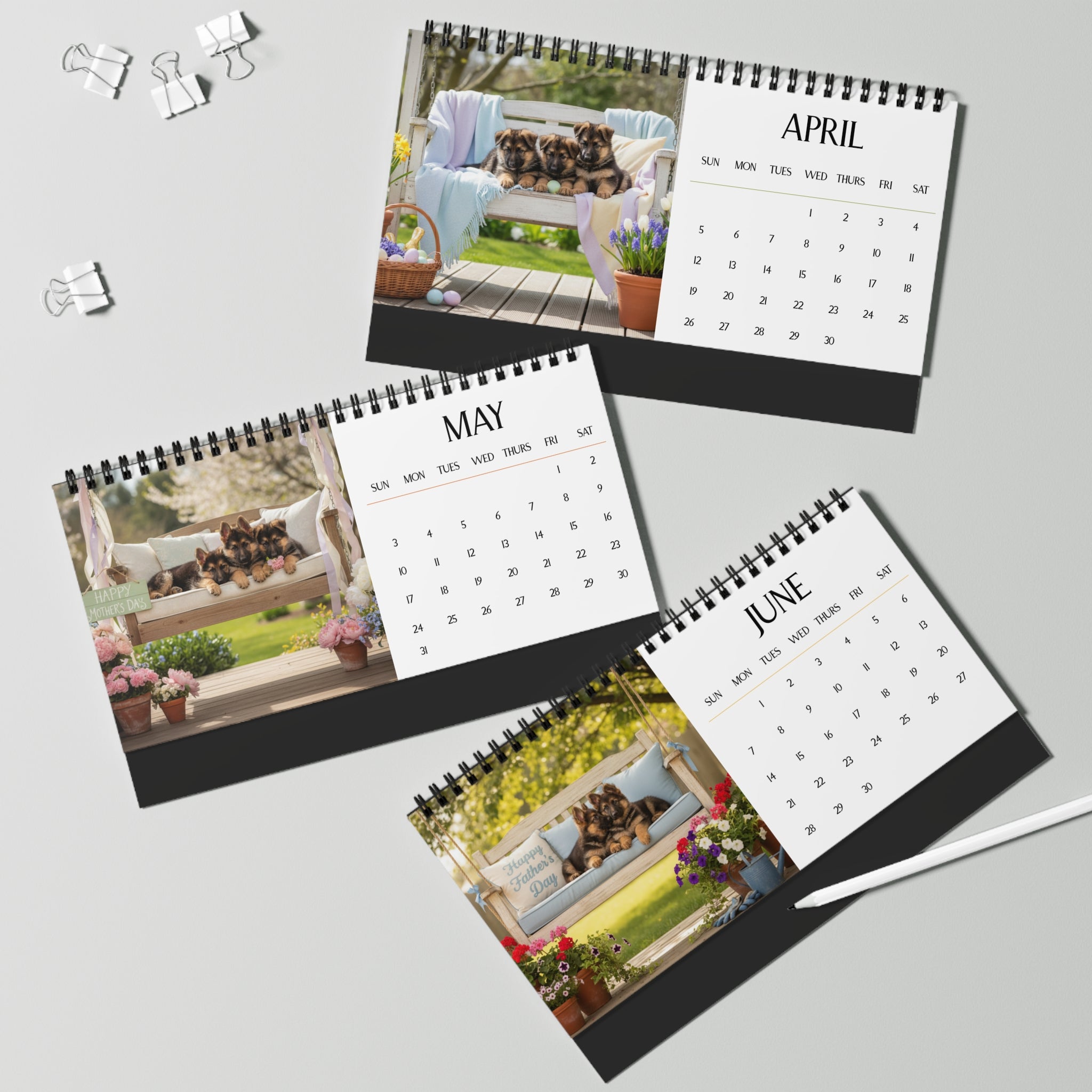 German Shepherd Puppy Love Calendar 2026 Monthly Desk Calendar Cute Dog Gift Shepherd Lover Dog Calendar Puppy Desk Decor