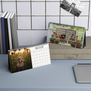 Doxie Desk Calendar Office Decor Dog Lover Gift Idea Secret Santa Present 2027 Monthly Planner Puppy Photography Cute Doxie Tent Calendar
