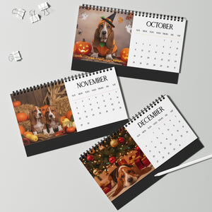 12 Months of Basset Puppy Love Calendar Basset Hound Puppy Desktop Calendar Dog Lover Gift Basset Parent Present Droopy Ears Monthly Calendar