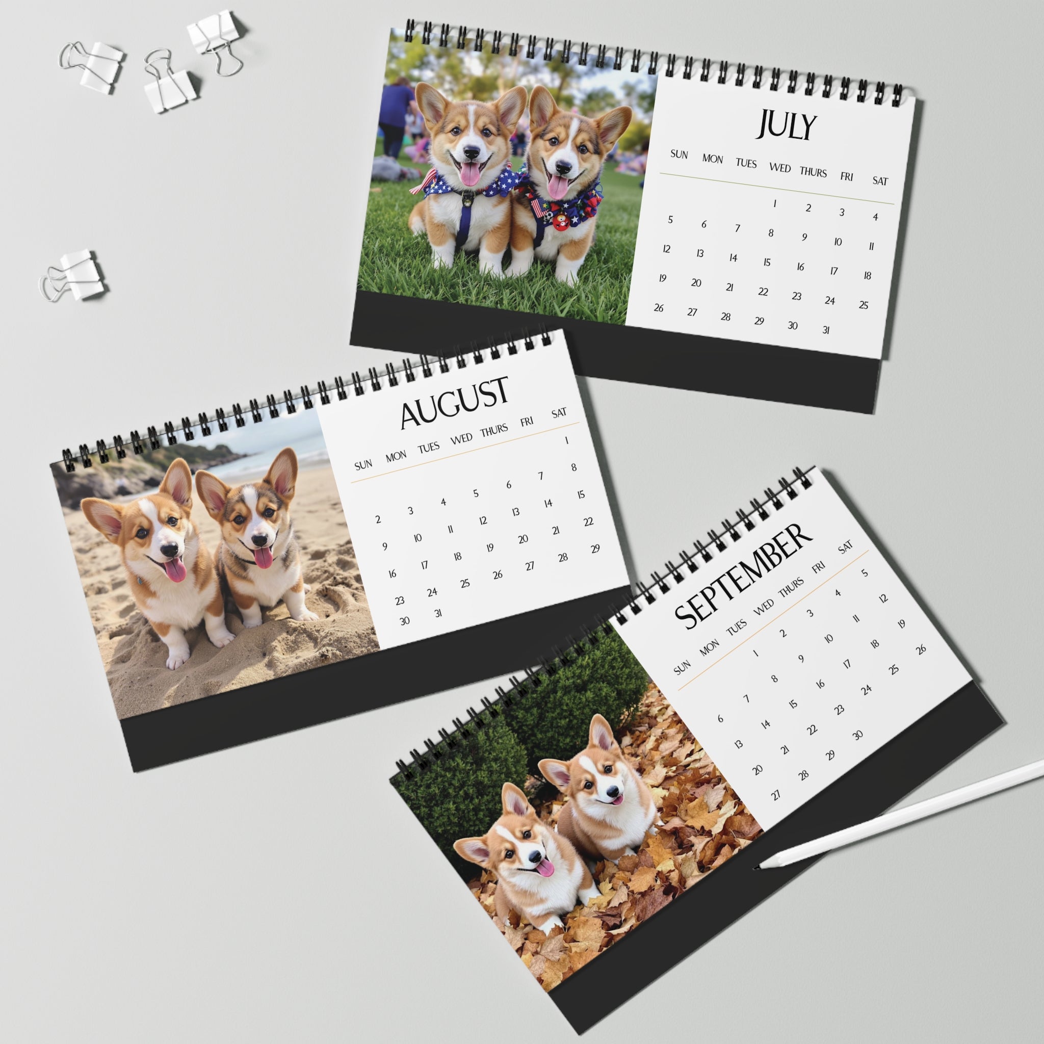Corgi Puppies 2026 Desktop Calendar