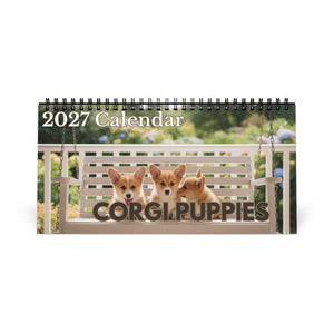 Custom Desk Calendar Office Decor Dog Lover Gift Idea Secret Santa Present 2027 Monthly Planner Puppy Photography Cute Corgi Tent Calendar