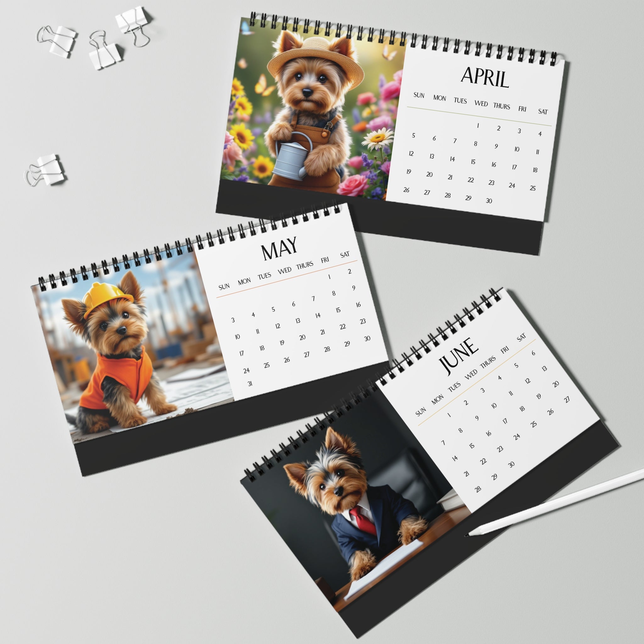 2026 Yorkie Boss Small But In Charge Desk Calendar Cute Puppy Desktop Calendar Dog Lover Gift Pet Desk Decor Cute Animal Desk Accessory Birthday Gift for Dog Mom
