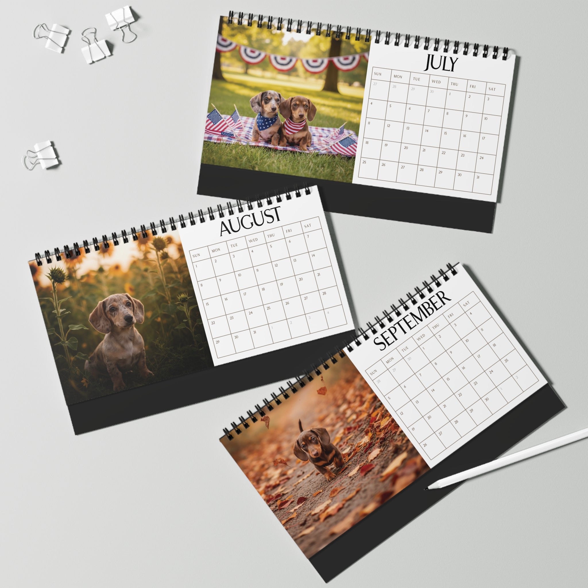Doxie Desk Calendar Office Decor Dog Lover Gift Idea Secret Santa Present 2027 Monthly Planner Puppy Photography Cute Doxie Tent Calendar