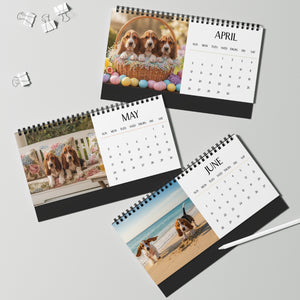 12 Months of Basset Puppy Love Calendar Basset Hound Puppy Desktop Calendar Dog Lover Gift Basset Parent Present Droopy Ears Monthly Calendar