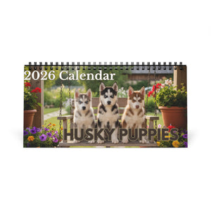 Husky Puppy Desktop Calendar 12 Months of Husky Love Siberian Husky Gift Dog Lover Calendar Monthly Husky Calendar Stocking Stuffer