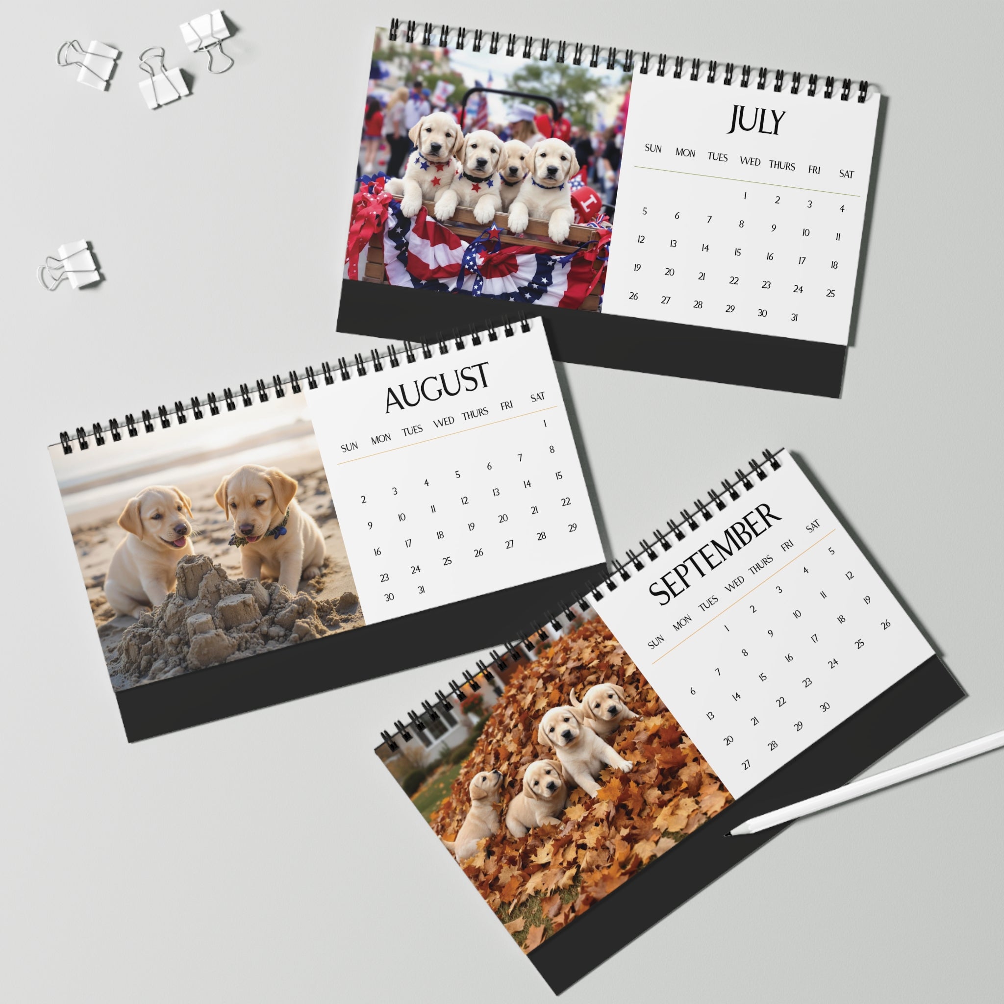 2026 Labrador Puppy Desk Calendar Cute Puppy Desktop Calendar Dog Lover Gift Pet Desk Decor Cute Animal Desk Accessory Birthday Gift for Dog Mom