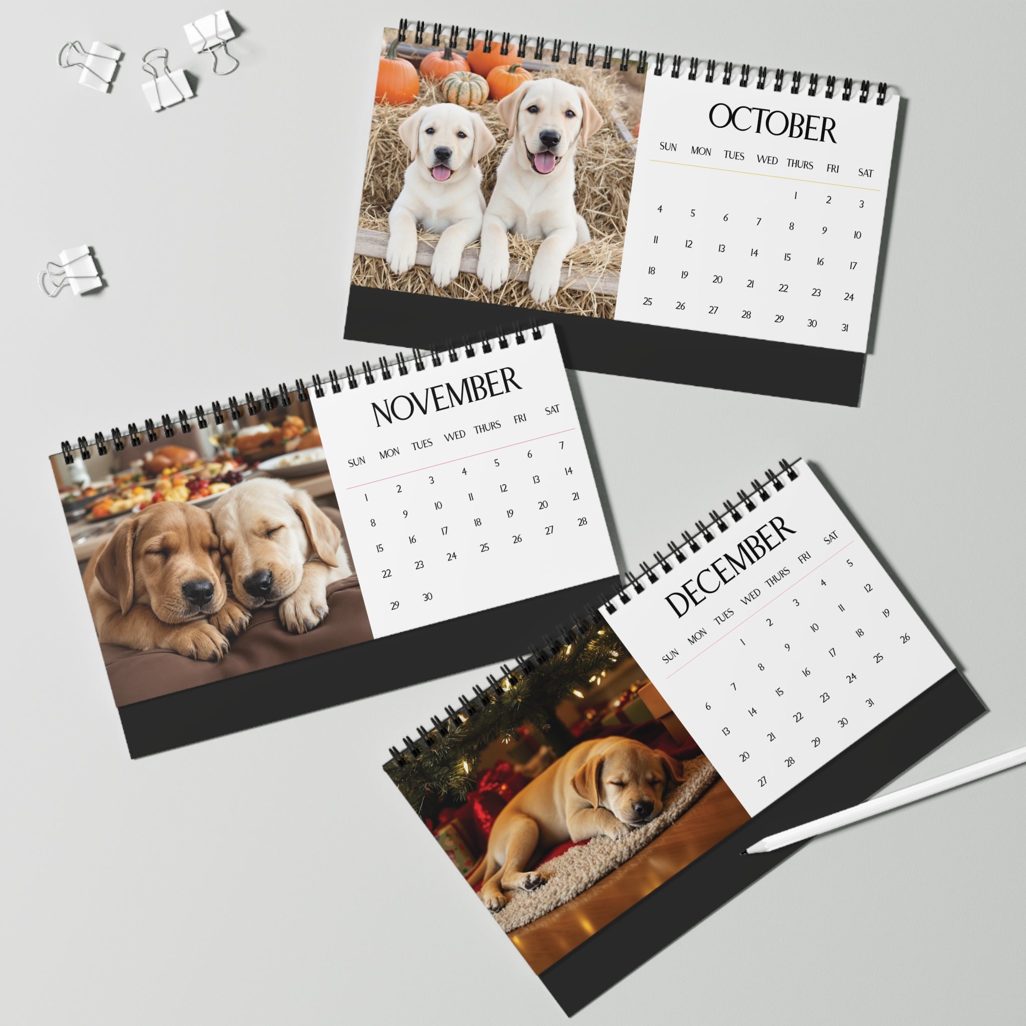 2026 Labrador Puppy Desk Calendar Cute Puppy Desktop Calendar Dog Lover Gift Pet Desk Decor Cute Animal Desk Accessory Birthday Gift for Dog Mom