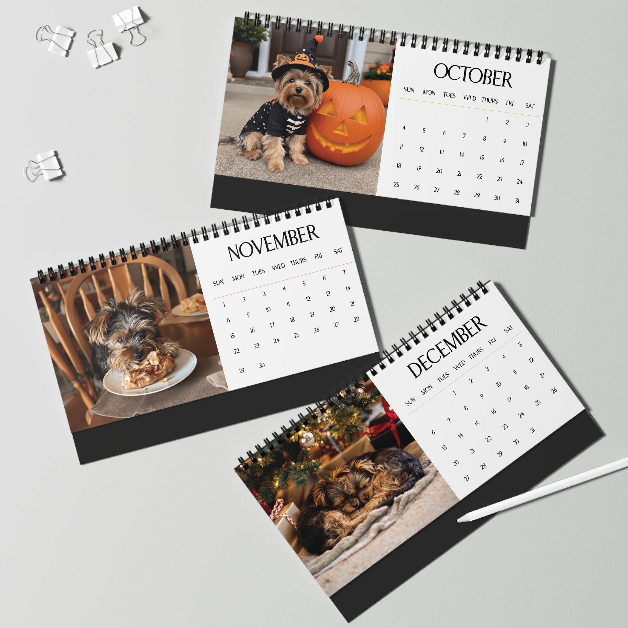 Cute Yorkie Puppy 2026 Desk Calendar Cute Puppy Desktop Calendar Dog Lover Gift Pet Desk Decor Cute Animal Desk Accessory Birthday Gift for Dog Mom