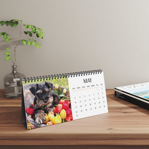 Mini Schnauzer 2026 Desk Calendar Cute Puppy Desktop Calendar Dog Lover Gift Pet Desk Decor Cute Animal Desk Accessory Birthday Gift for Dog Mom