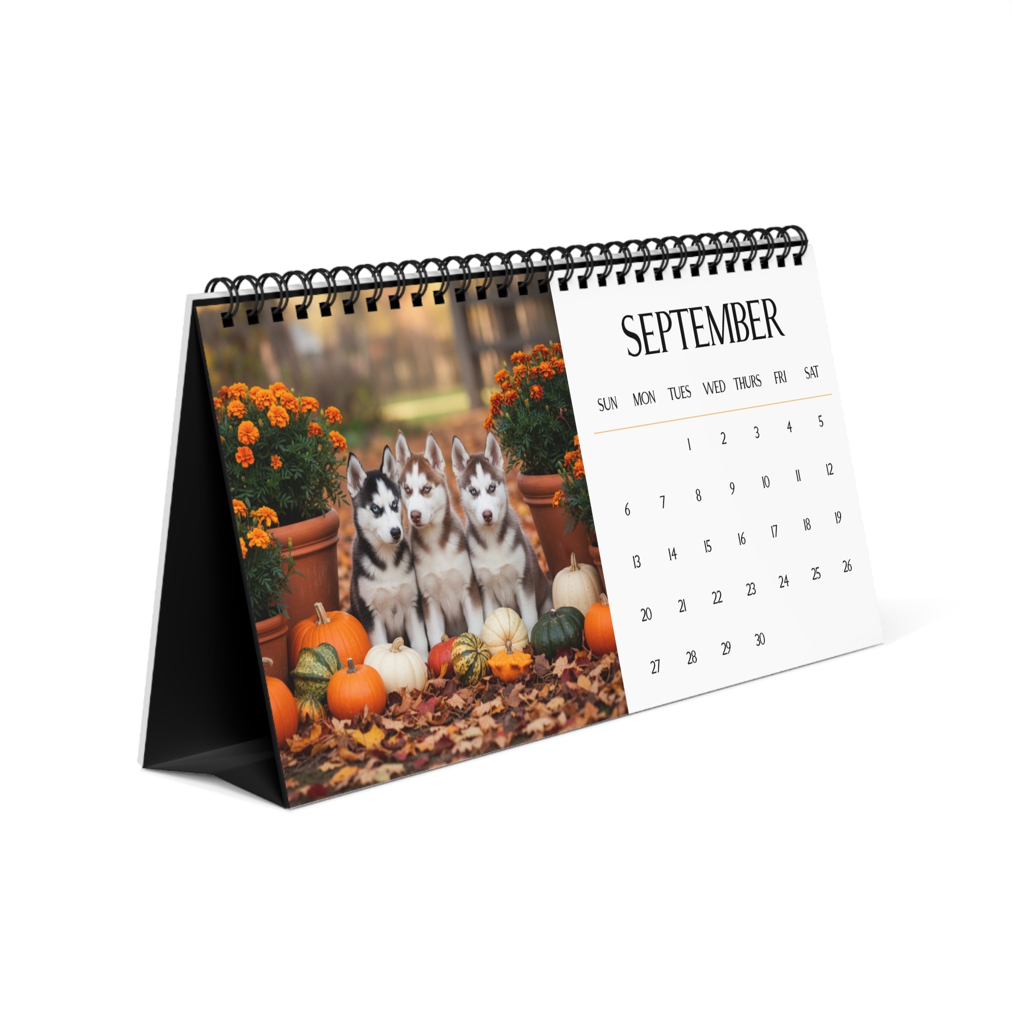 Husky Puppy Desktop Calendar 12 Months of Husky Love Siberian Husky Gift Dog Lover Calendar Monthly Husky Calendar Stocking Stuffer
