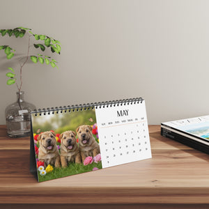 Shar Pei Puppy Calendar 2026 Desk Calendar Cute Dog Gift Pei Pei Lover Doodle Dog Calendar Puppy Desk Decor Stocking Stuffer