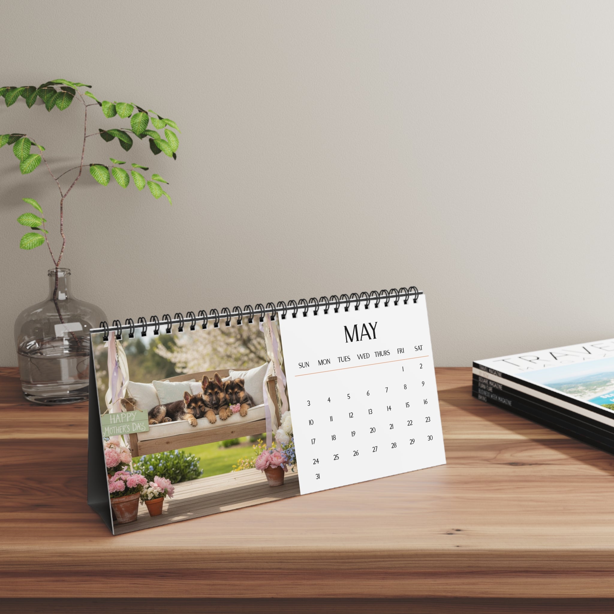 German Shepherd Puppy Love Calendar 2026 Monthly Desk Calendar Cute Dog Gift Shepherd Lover Dog Calendar Puppy Desk Decor