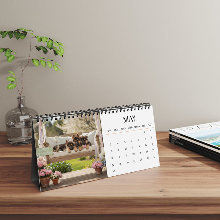 German Shepherd Puppy Love Calendar 2026 Monthly Desk Calendar Cute Dog Gift Shepherd Lover Dog Calendar Puppy Desk Decor
