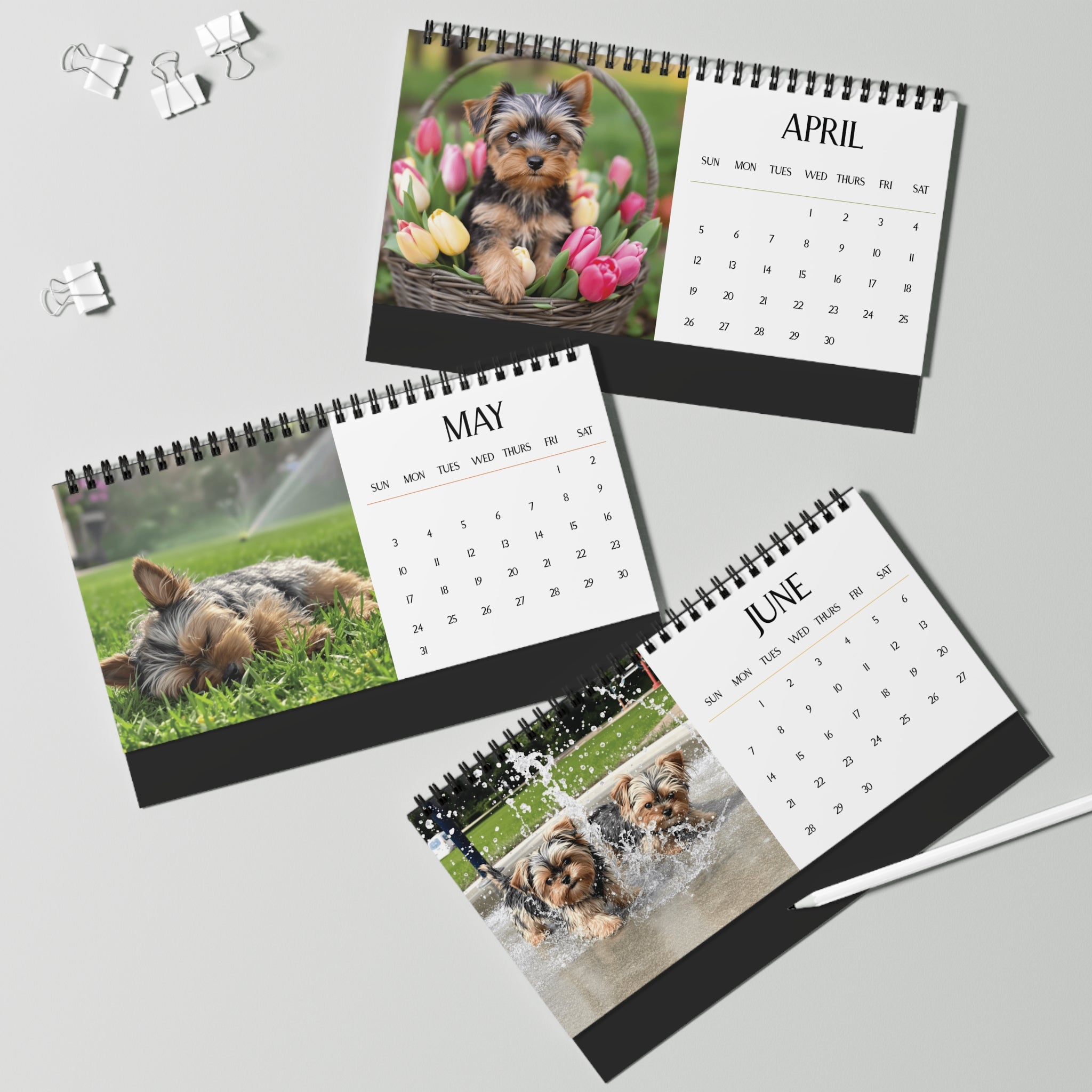 Cute Yorkie Puppy 2026 Desk Calendar Cute Puppy Desktop Calendar Dog Lover Gift Pet Desk Decor Cute Animal Desk Accessory Birthday Gift for Dog Mom