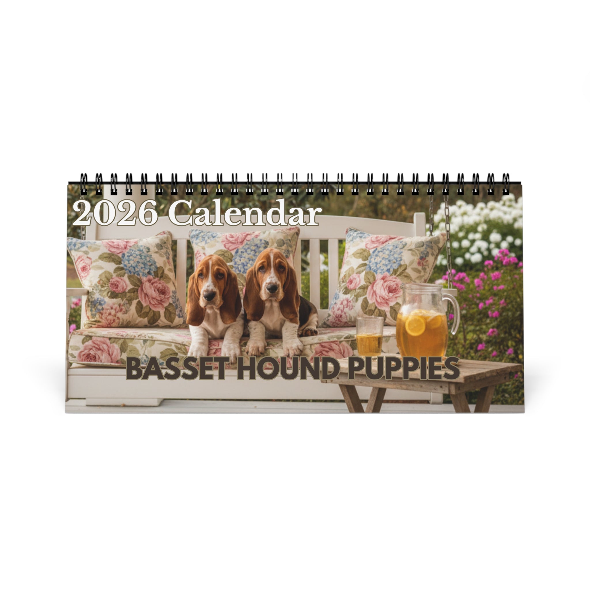 12 Months of Basset Puppy Love Calendar Basset Hound Puppy Desktop Calendar Dog Lover Gift Basset Parent Present Droopy Ears Monthly Calendar