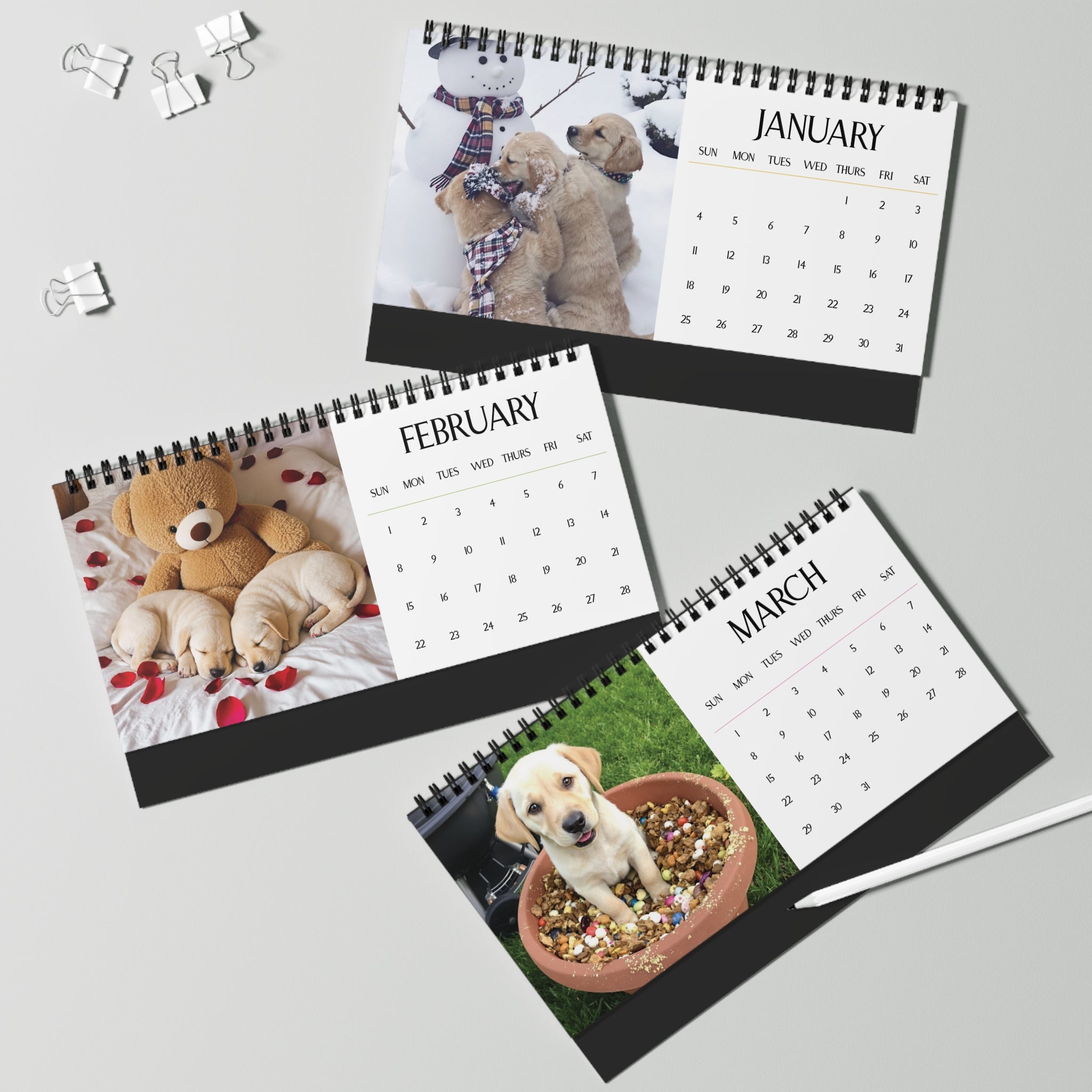 2026 Labrador Puppy Desk Calendar Cute Puppy Desktop Calendar Dog Lover Gift Pet Desk Decor Cute Animal Desk Accessory Birthday Gift for Dog Mom