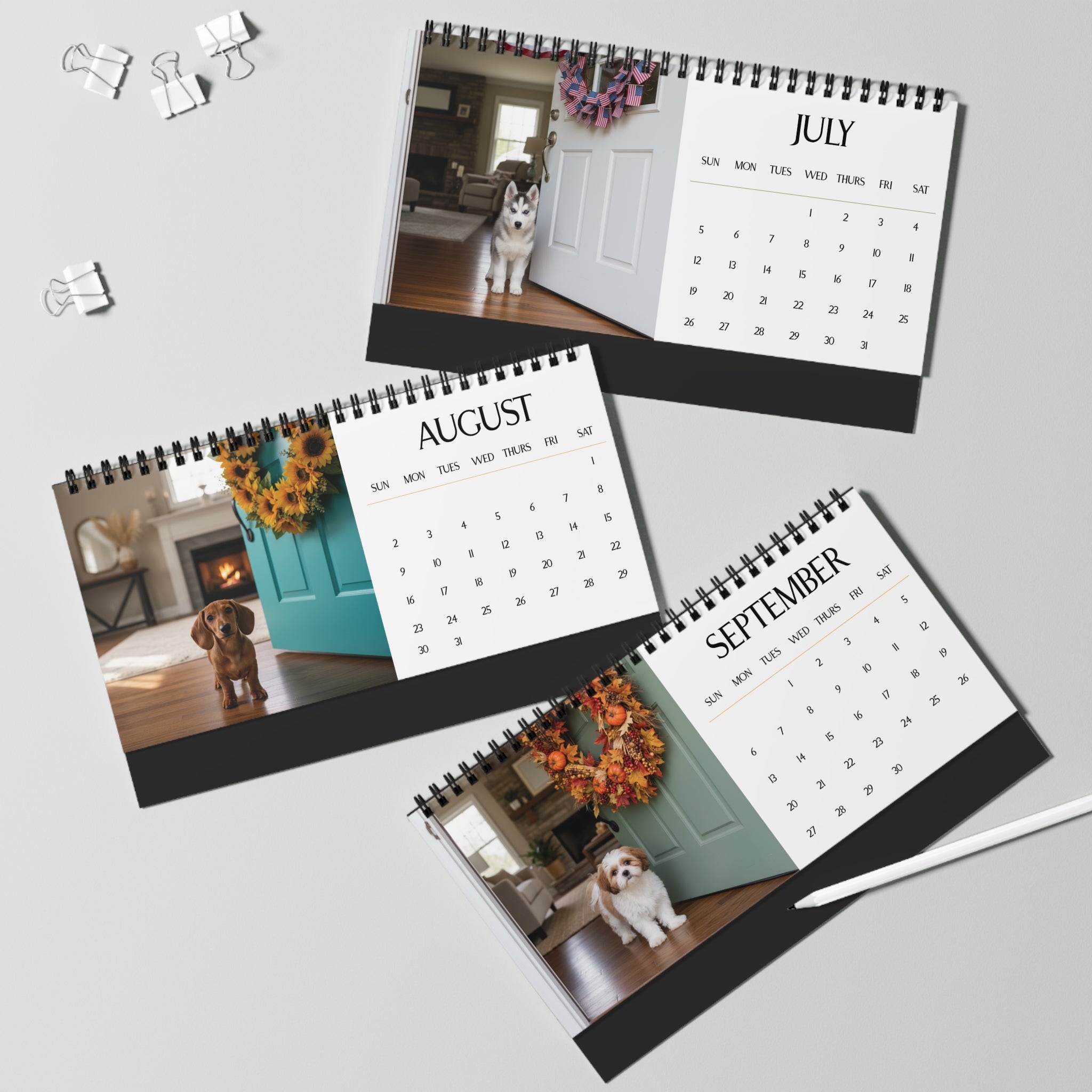 2026 Dog Lover Desktop Calendar - 12 Breeds Greeting You Monthly - 10x5" Tent Easel Spiral Calendar Gift for Dog Moms