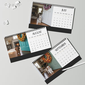 2026 Dog Lover Desktop Calendar - 12 Breeds Greeting You Monthly - 10x5" Tent Easel Spiral Calendar Gift for Dog Moms